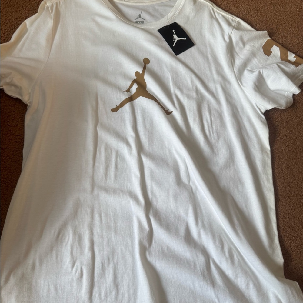 Jump White Tee with Gold Logo